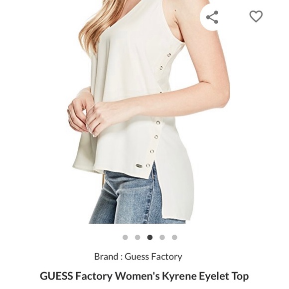 Guess Factory Women’s Kyrene Eyelet Top - Cream - Size Small - Picture 2 of 6